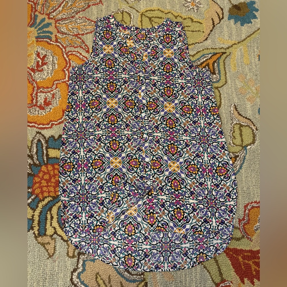 Vibrant Patterned Sleeveless High/Low Tunic